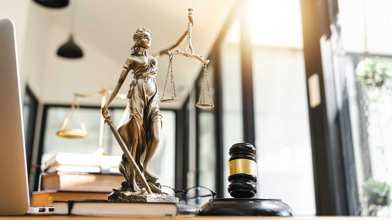 Scales of Justice and a gavel representing Pre-Law programs at Clarkson University